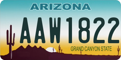 AZ license plate AAW1822
