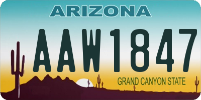 AZ license plate AAW1847