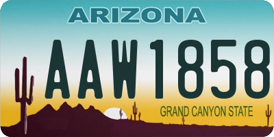 AZ license plate AAW1858
