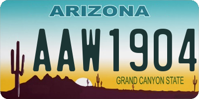 AZ license plate AAW1904