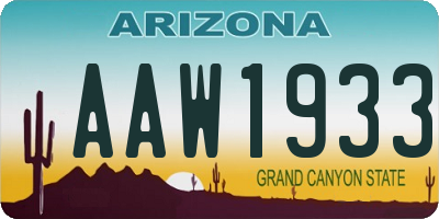 AZ license plate AAW1933