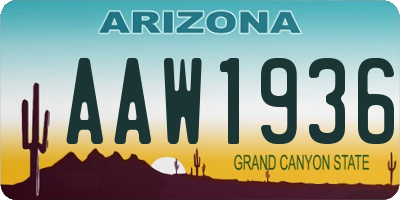 AZ license plate AAW1936