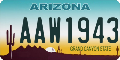 AZ license plate AAW1943