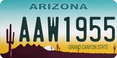 AZ license plate AAW1955
