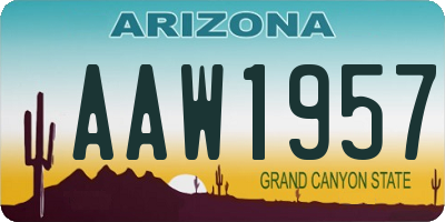AZ license plate AAW1957
