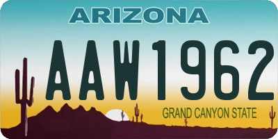 AZ license plate AAW1962