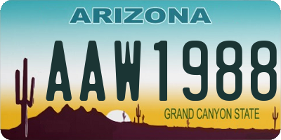 AZ license plate AAW1988