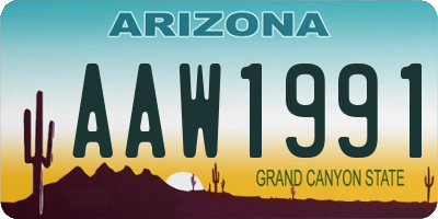 AZ license plate AAW1991