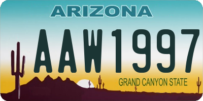 AZ license plate AAW1997