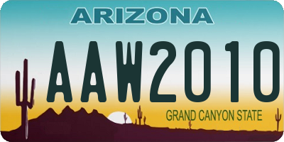 AZ license plate AAW2010