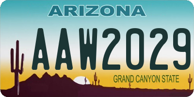 AZ license plate AAW2029