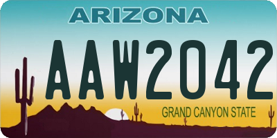 AZ license plate AAW2042