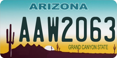 AZ license plate AAW2063