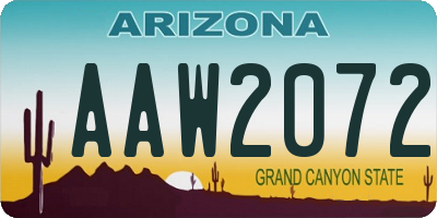 AZ license plate AAW2072