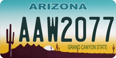 AZ license plate AAW2077