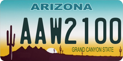 AZ license plate AAW2100