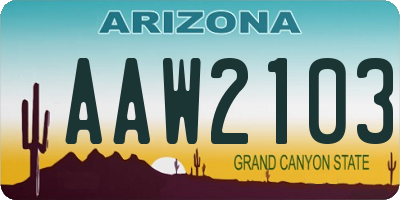 AZ license plate AAW2103