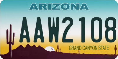 AZ license plate AAW2108