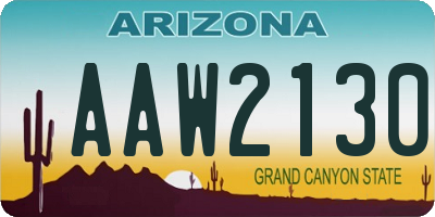 AZ license plate AAW2130