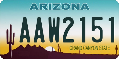 AZ license plate AAW2151