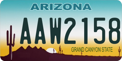 AZ license plate AAW2158