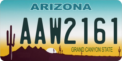 AZ license plate AAW2161