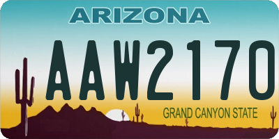 AZ license plate AAW2170