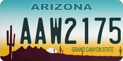 AZ license plate AAW2175