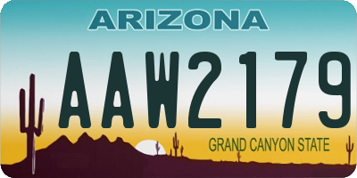 AZ license plate AAW2179