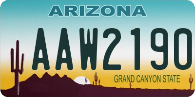 AZ license plate AAW2190