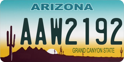 AZ license plate AAW2192