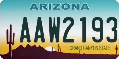 AZ license plate AAW2193