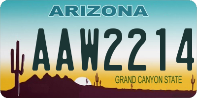 AZ license plate AAW2214