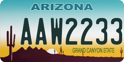 AZ license plate AAW2233