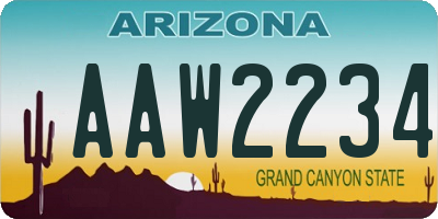 AZ license plate AAW2234
