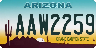 AZ license plate AAW2259