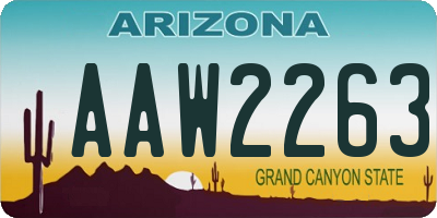 AZ license plate AAW2263