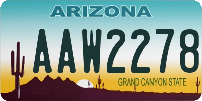 AZ license plate AAW2278