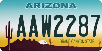 AZ license plate AAW2287
