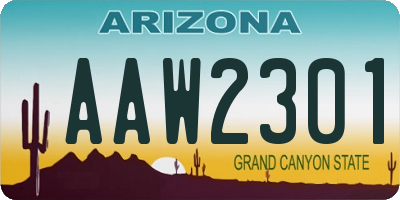 AZ license plate AAW2301