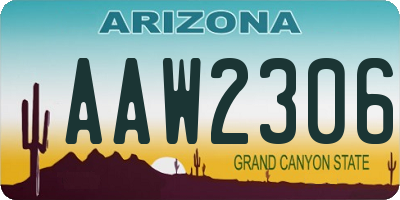 AZ license plate AAW2306