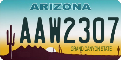 AZ license plate AAW2307