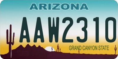 AZ license plate AAW2310