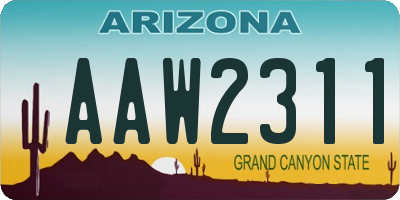 AZ license plate AAW2311