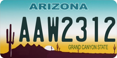 AZ license plate AAW2312