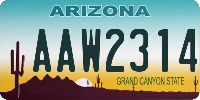 AZ license plate AAW2314