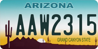 AZ license plate AAW2315