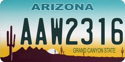 AZ license plate AAW2316