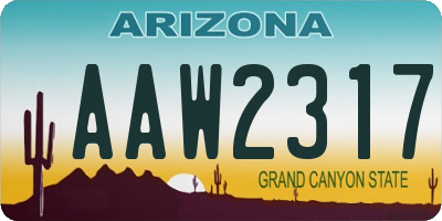 AZ license plate AAW2317