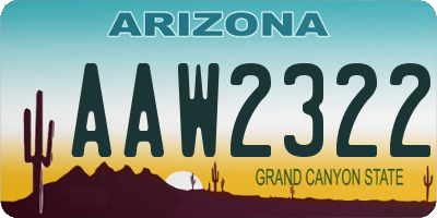 AZ license plate AAW2322